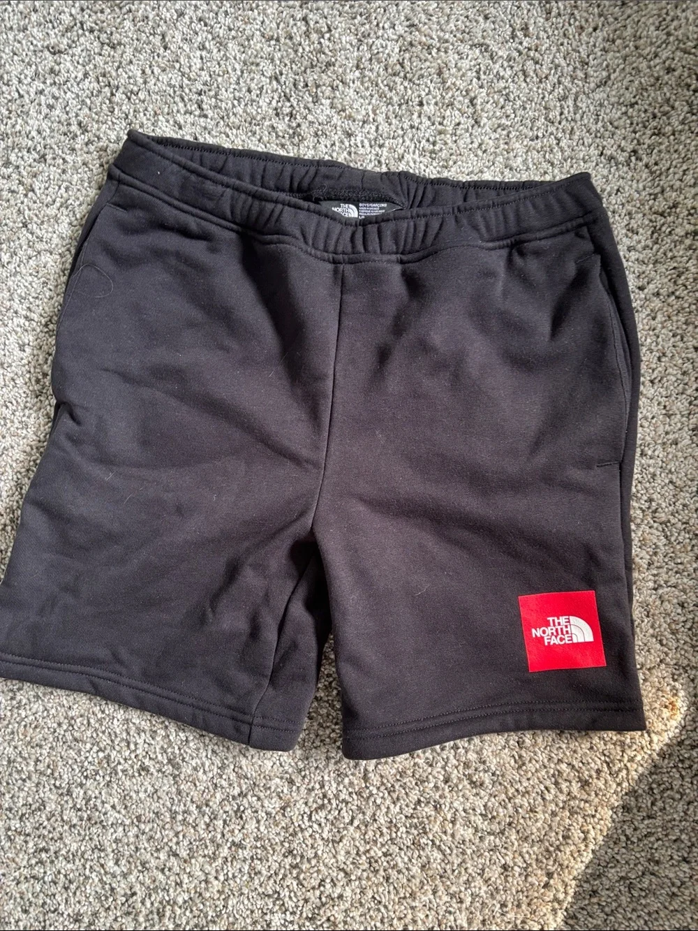 The North Face Black Shorts with Red Logo Patch